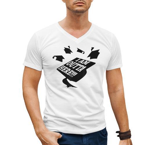 GRADUATION 2018 I AM OUTTA HERE SCHOOL MOVING UP GIFT SHIRT Men's V-Neck T-Shirt - Best Gift Smart