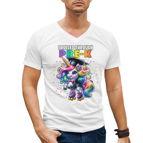 Graduation Pre-K Unicorn Roller Skate Girls Preschool Grad Men's V-Neck T-Shirt - Best Gift Smart