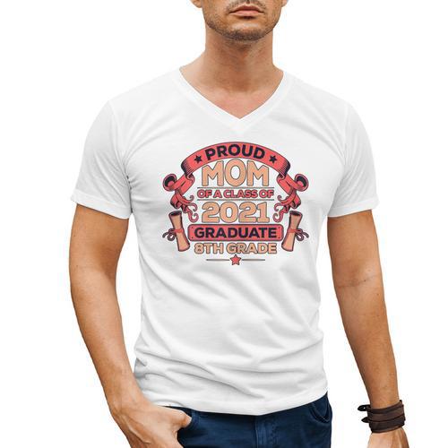 Graduation Proud Mom Of 8th Grade Graduate Men's V-Neck T-Shirt - Best Gift Smart