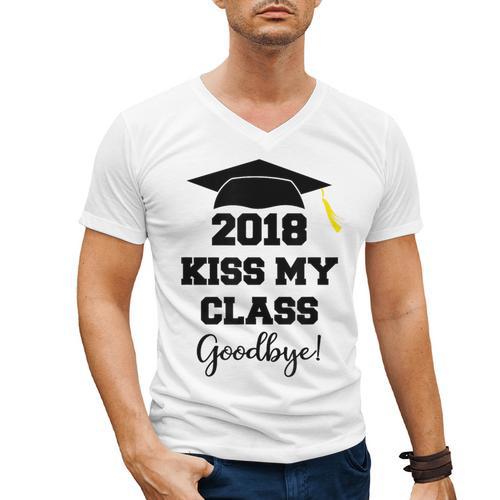 Graduation T Shirt Kiss My Class 2018 Goodbye Men's V-Neck T-Shirt - Best Gift Smart