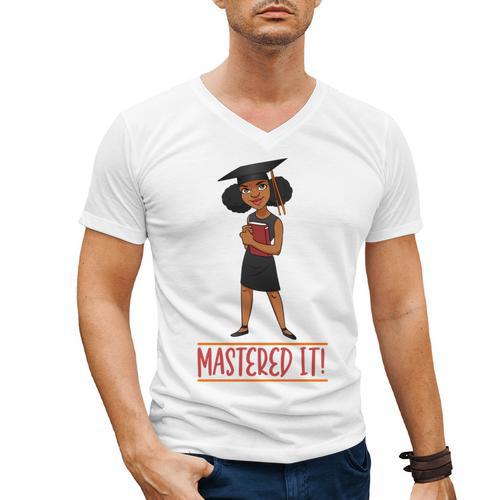 Graduation Woman Tshirt Black Melanin Masters Degree Men's V-Neck T-Shirt - Best Gift Smart