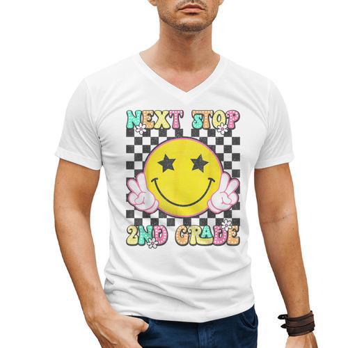 Groovy Next Stop 2nd Grade 1st Grade Graduation 2025 Men's V-Neck T-Shirt - Best Gift Smart