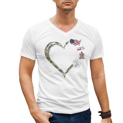 Heart Coast Guard Wife Coast Guard Graduation Wife USCG Wife Men's V-Neck T-Shirt - Best Gift Smart