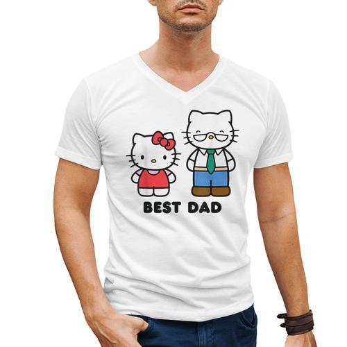 Hello Kitty Best Dad Fathers Day Small Men's V-Neck T-Shirt - Father's Day Fun