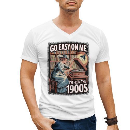 I'm From The 1900s Vinyl Record Lover For Women Raglan Baseball Tee Men's V-Neck T-Shirt - Figerry