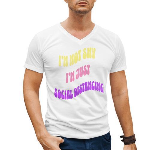 I'm Just Social Distancing Introvert Funny Men's V-Neck T-Shirt - Raresse