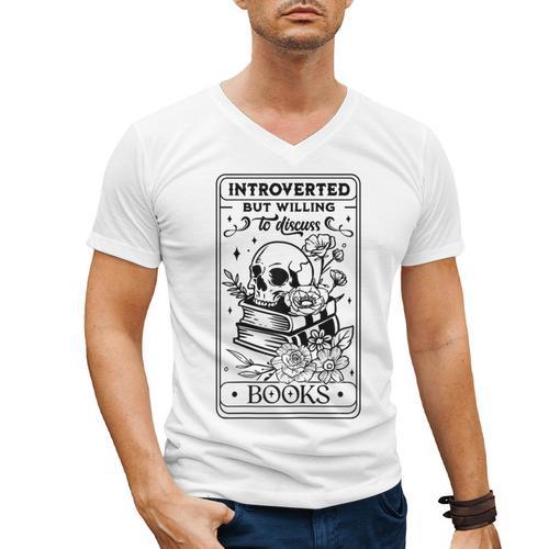 Introverted BUT Willing To Discuss Books Book Lover Men's V-Neck T-Shirt - Bookorys