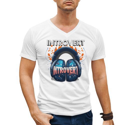 Introvert's Best Friend Noise-Canceling Headphones Men's V-Neck T-Shirt - Raresse