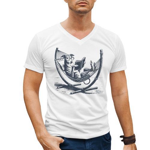 Italian Greyhound Whippet Dog Reading Book Hammock Iggy Mom Men's V-Neck T-Shirt - Bookorys DE