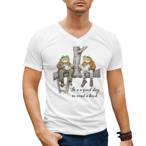 It's A Good Day To Read A Book Frog Toad Men's V-Neck T-Shirt - Bookorys