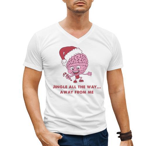 Jingle All The Way Away From Me This Christmas For Introvert Men's V-Neck T-Shirt - Raresse
