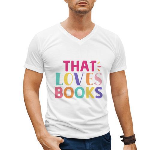 Just a Girl Who Loves Books Reader Girls Bookish Women Men's V-Neck T-Shirt - Bookorys