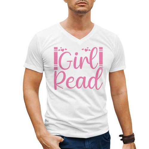 Just A Girl Who Loves To Read Book Lover Reading Books Men's V-Neck T-Shirt - Bookorys