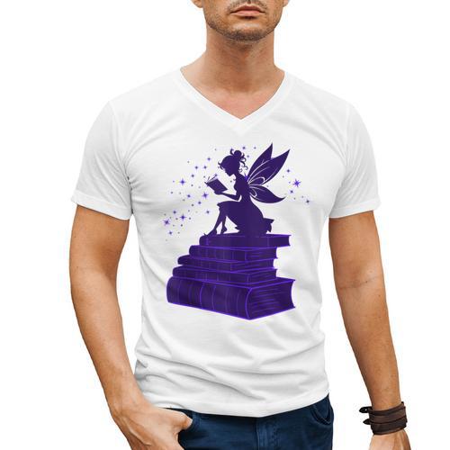 Kawaii Fairy Bookish Book Lover Library Read Men's V-Neck T-Shirt - Bookorys