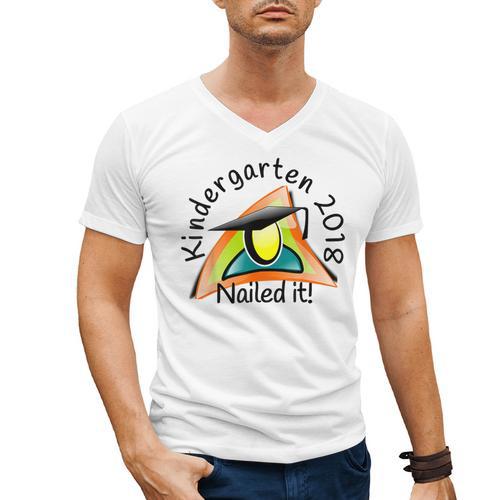 Kids Kindergarten 2018 Nailed It Graduation Men's V-Neck T-Shirt - Best Gift Smart