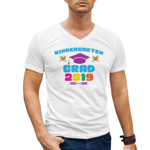 Kids Kindergarten Grad 2019 Graduation T-Shirt Men's V-Neck T-Shirt - Best Gift Smart