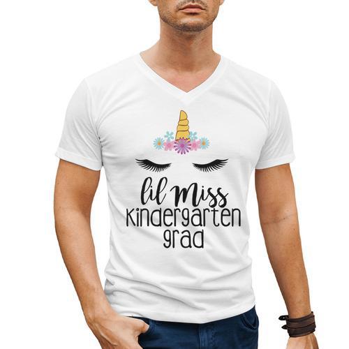 Kids Lil Miss Kindergarten Grad Shirt Graduation Shirts 2018 Men's V-Neck T-Shirt - Best Gift Smart