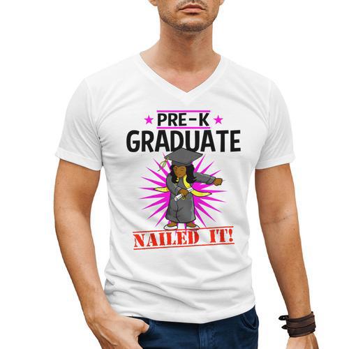 Kids Pre K Graduation Flossing Girl Nailed It Graduate Girls Men's V-Neck T-Shirt - Best Gift Smart