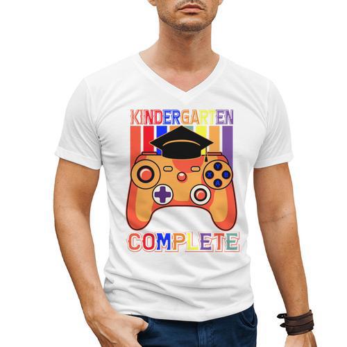 Kindergarten Graduation Level Complete Gamer Graduation Kids Men's V-Neck T-Shirt - Best Gift Smart