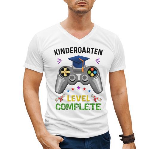 Kindergarten Level Complete Graduation Class 2023 Gamer Kids Men's V-Neck T-Shirt - Best Gift Smart