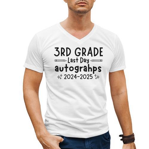 Last Day Of School 3rd Third Grade Sign My Shirt Graduation Men's V-Neck T-Shirt - Best Gift Smart