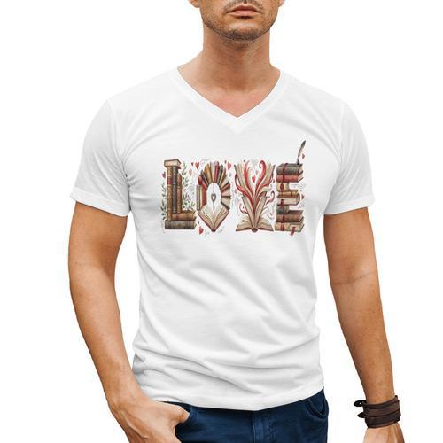 Librarian Reader Books Valentine Teacher Valentines Teach Men's V-Neck T-Shirt - Bookorys UK