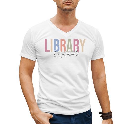 Library Squad Librarian Book Lover Bookworm Men's V-Neck T-Shirt - Bookorys CA