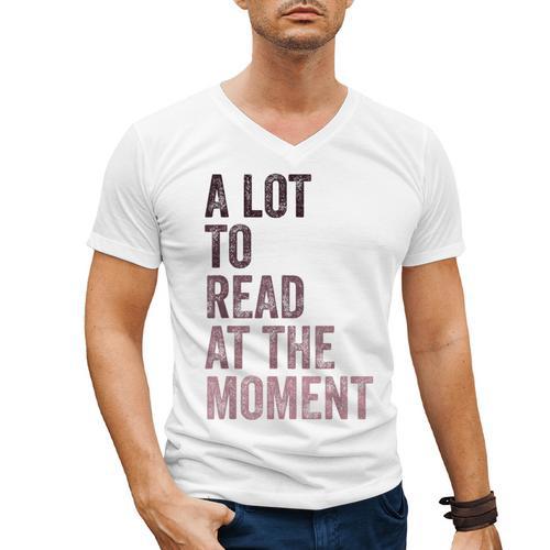 A Lot To Read At The Moment Book Reader Retro Reading Men's V-Neck T-Shirt - Bookorys