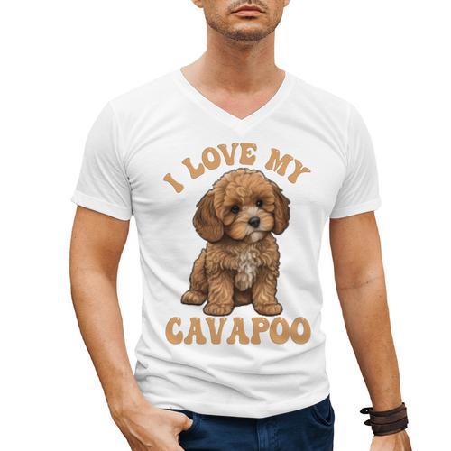 I Love My Cavapoo For Mom Dad Kids Men's V-Neck T-Shirt - Father's Day Fun