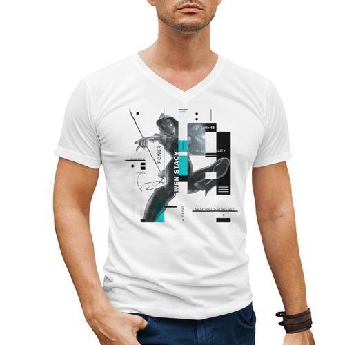 Marvel Spider-Man Gwen Stacy Responsibility Book Covers Men's V-Neck T-Shirt - Bookorys