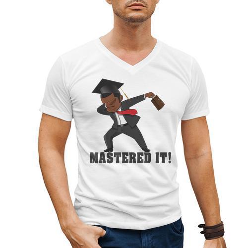 Masters Graduation Mastered It Dabbing Man Tee Men's V-Neck T-Shirt - Best Gift Smart