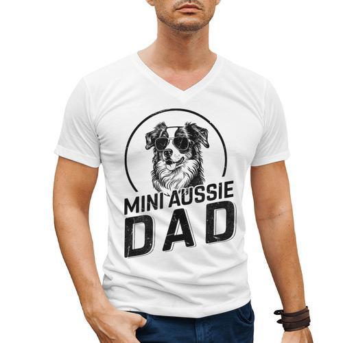 Mini Aussie Dad Dog Owner For Men Dad Christmas Men's V-Neck T-Shirt - Father's Day Fun