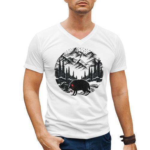 Monster Squonk In Forest Folklore Cryptid Introvert Men's V-Neck T-Shirt - Raresse