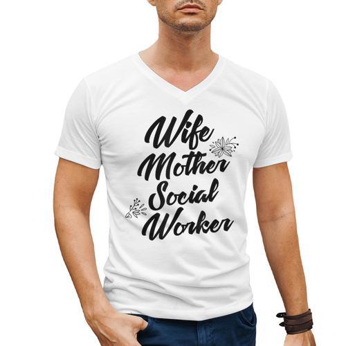 MSW Mom Graduation T-Shirt Social Worker Wife Mother Men's V-Neck T-Shirt - Best Gift Smart