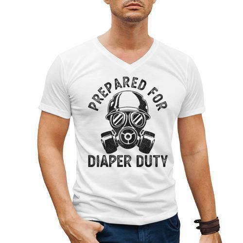 New Dad Prepared For Diaper Duty Men's V-Neck T-Shirt - Father's Day Fun