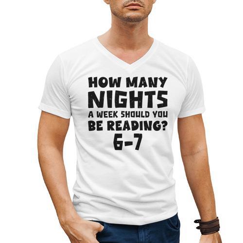 How Many Nights A Week Should You Be Reading 6-7 Book Lover Premium Tri-Blend Men's V-Neck T-Shirt - Bookorys