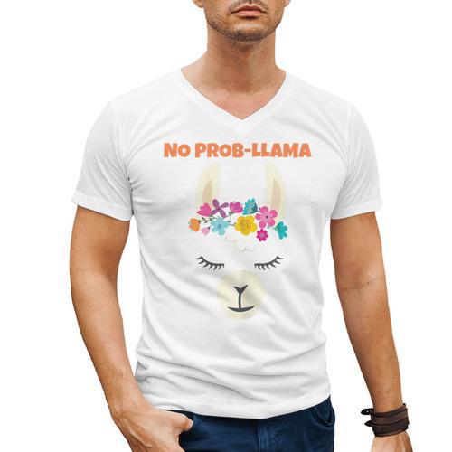 No Prob Llama Birthday Graduation Women Kids Girls Men's V-Neck T-Shirt - Best Gift Smart