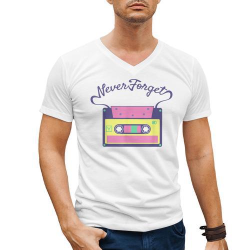 Nostalgia 1980s 80s 90s Costume Party Never Forget Men's V-Neck T-Shirt - Figerry