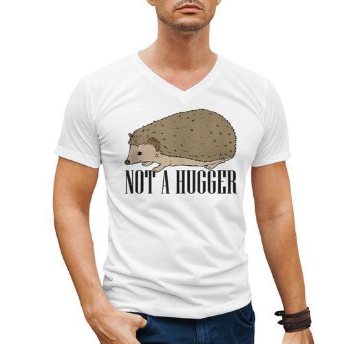 Not A Hugger Hedgehog Introvert Sarcasm Antisocial Men's V-Neck T-Shirt - Raresse