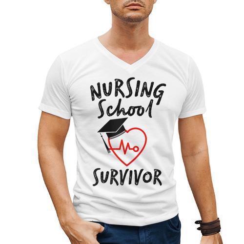 Nursing School Survivor Women Graduation RN Gift Shirt Men's V-Neck T-Shirt - Best Gift Smart