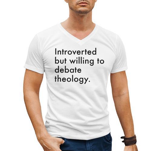Theology Introvert Christian Conversation Starters Men's V-Neck T-Shirt - Raresse