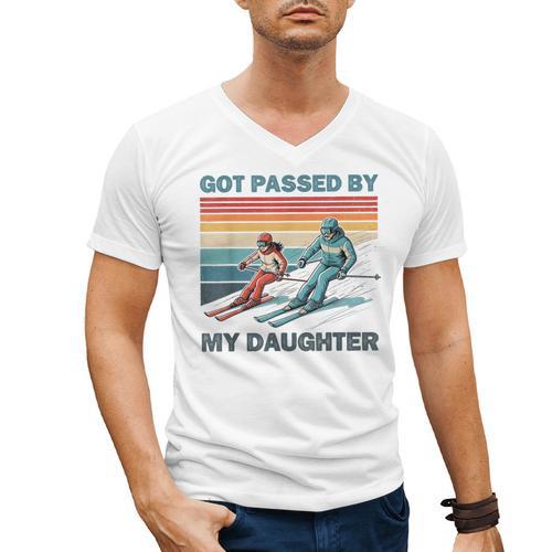 Got Passed By My Daughter Skiing Dad Men's V-Neck T-Shirt - Father's Day Fun