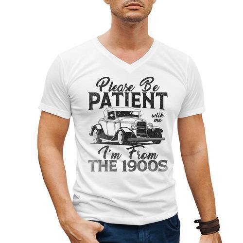 Be Patient With Me I'm From The 1900s Cool Vintage Car Lover Men's V-Neck T-Shirt - Figerry