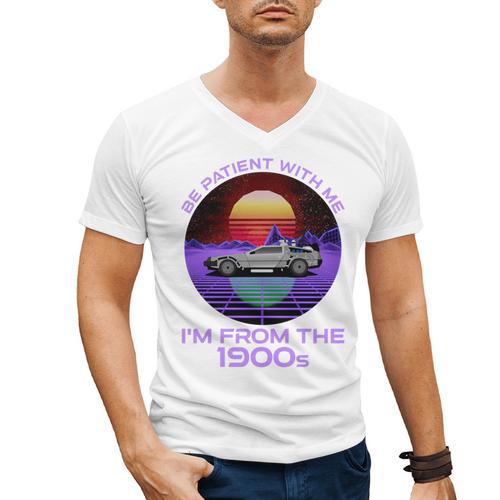 Be Patient With Me I'm From The 1900s Synthwave Men's V-Neck T-Shirt - Figerry