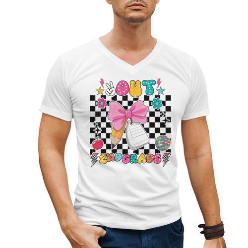 Peace Out 2nd Grade Graduation Last Day School Second Grade Men's V-Neck T-Shirt - Best Gift Smart