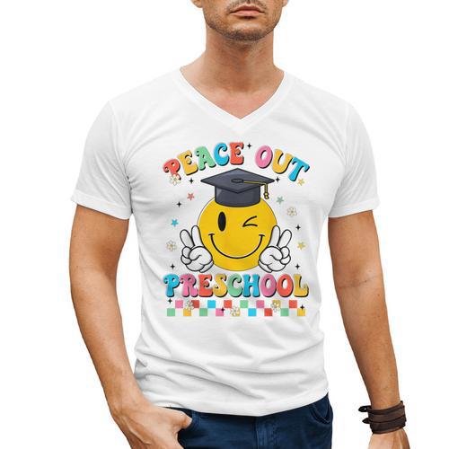 Peace Out Preschool Graduation Last Day Teachers Boys Girls Men's V-Neck T-Shirt - Best Gift Smart