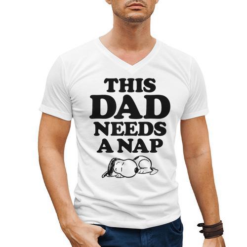 Peanuts This Dad Needs A Nap Men's V-Neck T-Shirt - Father's Day Fun