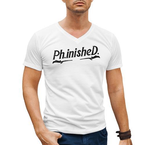 Phd Phinished Shirt Doctorate Graduation Students Men's V-Neck T-Shirt - Best Gift Smart