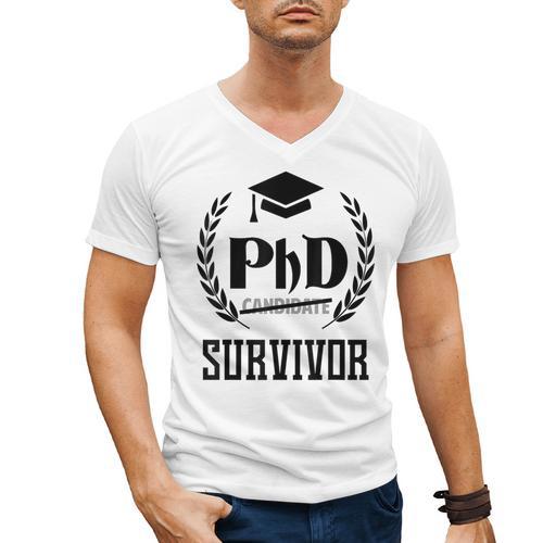 PHD Survivor T-Shirt Graduation Student Teacher For Men Women Kids Men's V-Neck T-Shirt - Best Gift Smart