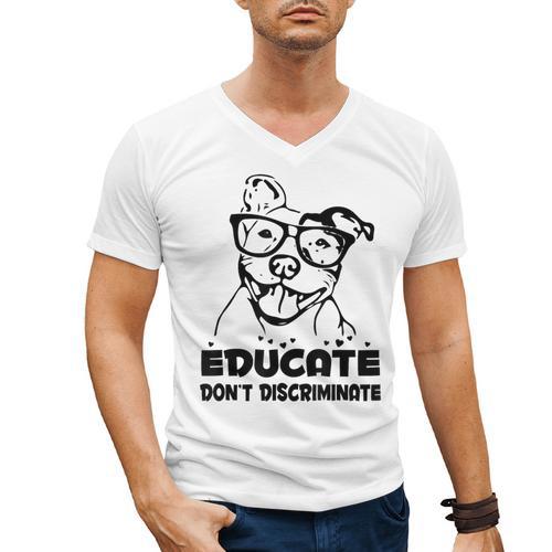 Pit Bull Lover T Shirt Pitbull Mom Rescue Dog Dad Puppy Men's V-Neck T-Shirt - Father's Day Fun